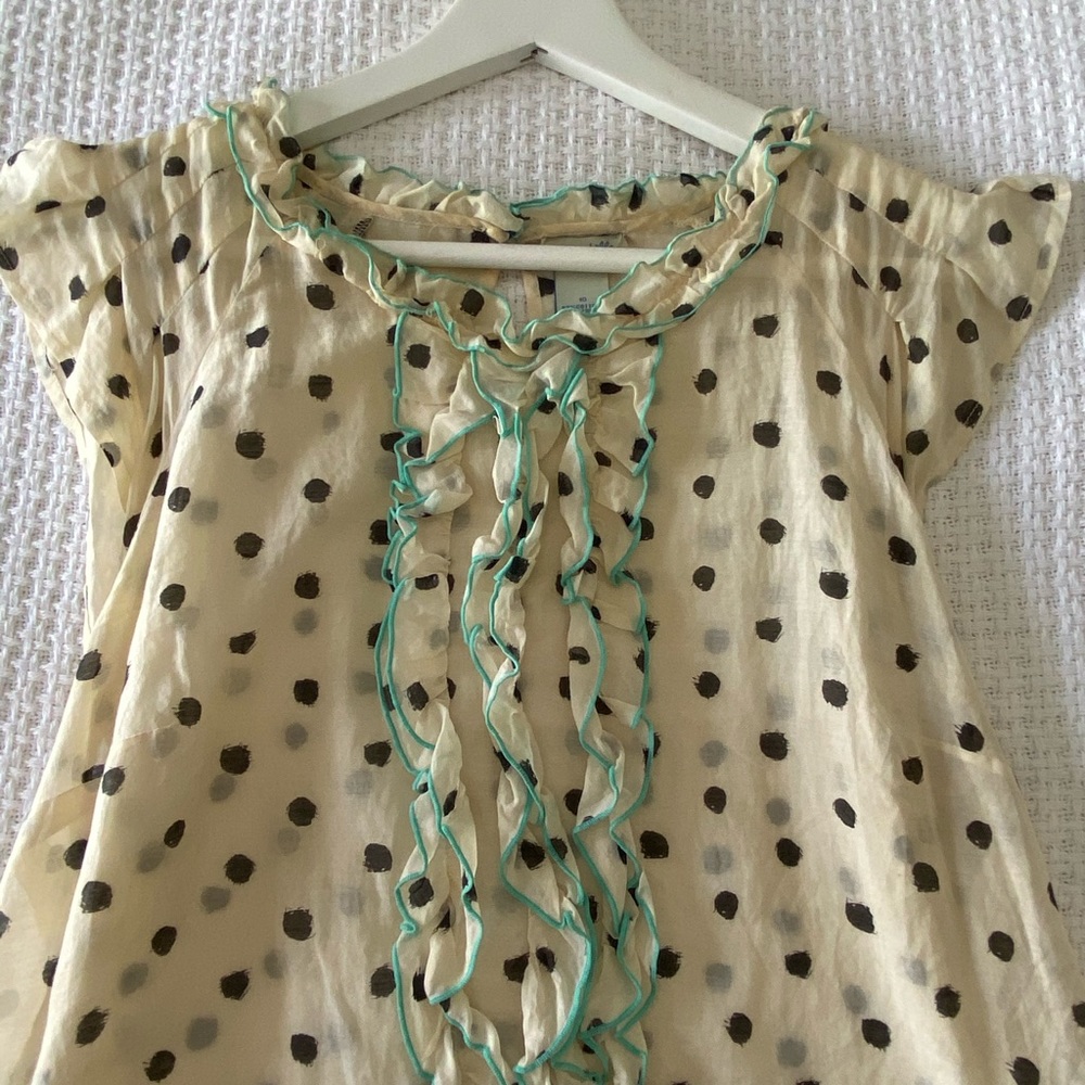 Odille size 10 cotton & silk polka dot blouse